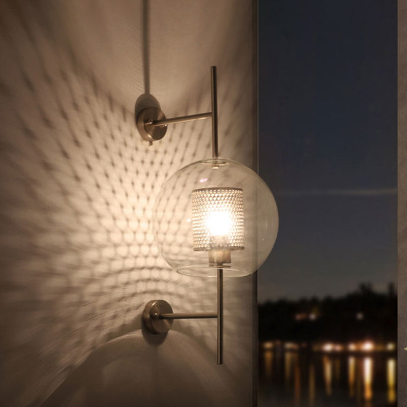 Global Clear Glass Sconce Light Vintage 1 Light 8"/9.5" Wide Silver/Gold Wall Mount Light Fixture