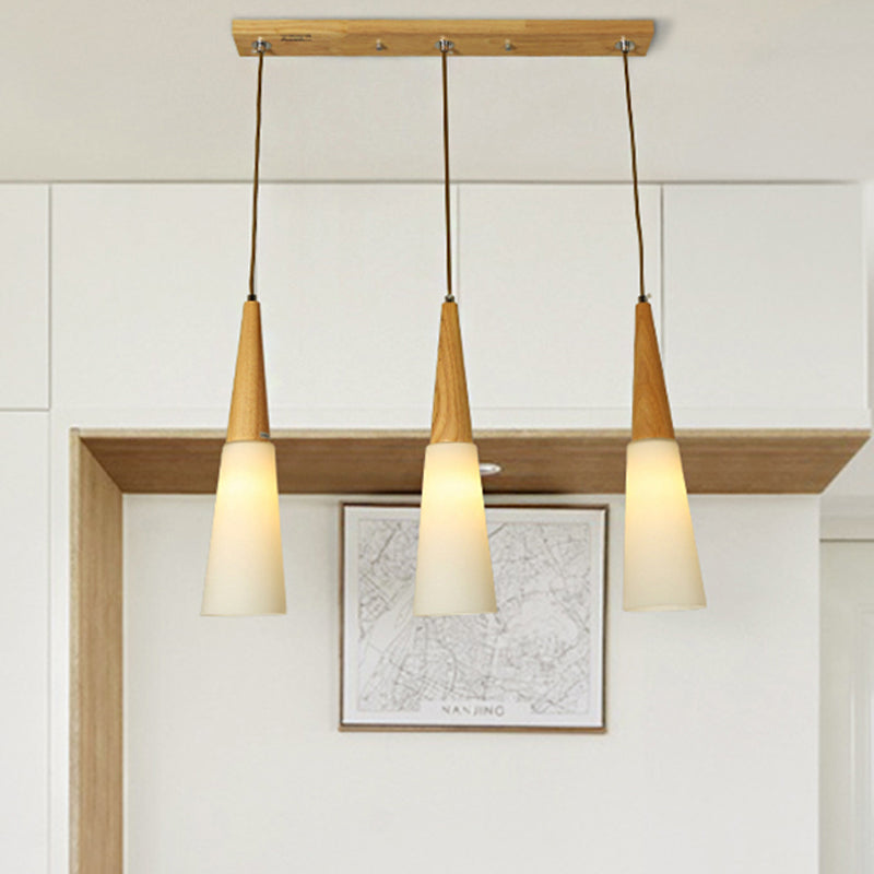 Opal Glass Slim Cone Hanging Light Corridor Simple Style Pendant Lamp in White