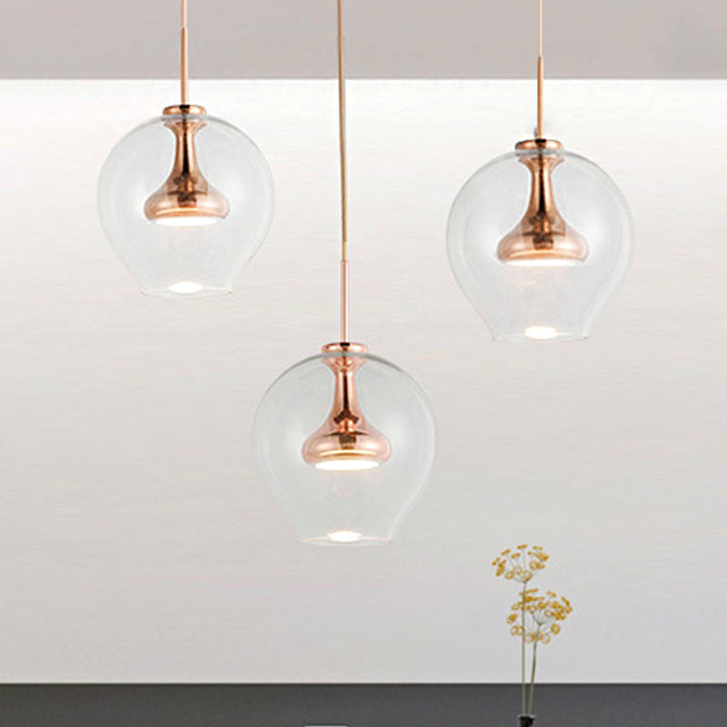 Sphere Clear Glass Pendant Light Contemporary 1 Light Nickle/Gold/Rose Gold Led Hanging Lamp Kit in White/Warm Light
