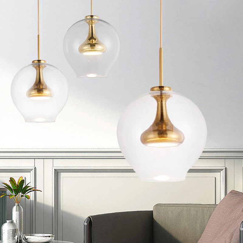 Sphere Clear Glass Pendant Light Contemporary 1 Light Nickle/Gold/Rose Gold Led Hanging Lamp Kit in White/Warm Light