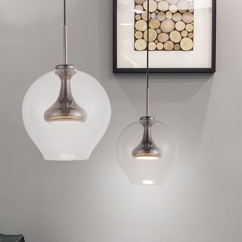 Sphere Clear Glass Pendant Light Contemporary 1 Light Nickle/Gold/Rose Gold Led Hanging Lamp Kit in White/Warm Light