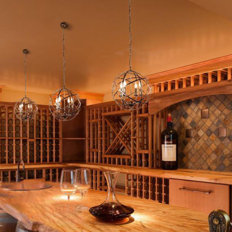 Metal Silver Pendant Lamp Candle-Style 4 Lights Classic Chandelier Light Fixture for Dining Room