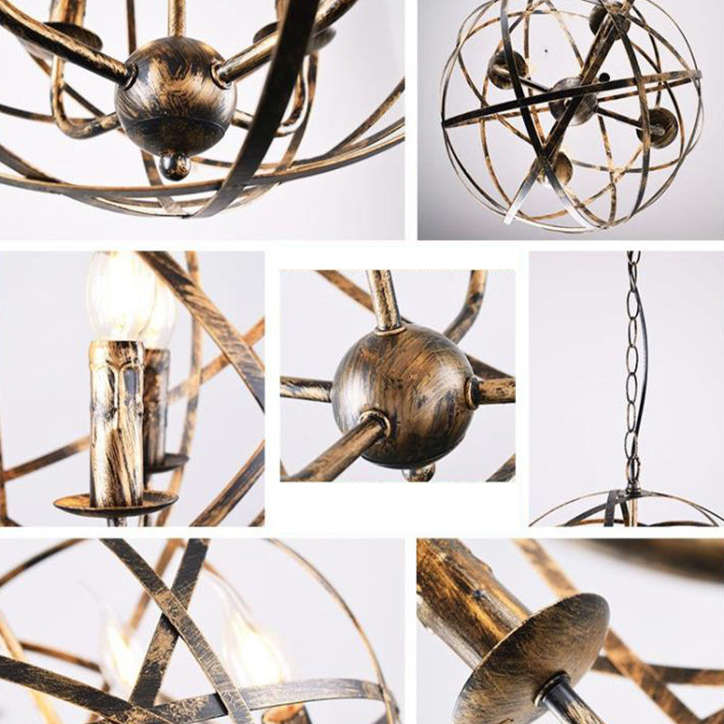 Metal Silver Pendant Lamp Candle-Style 4 Lights Classic Chandelier Light Fixture for Dining Room