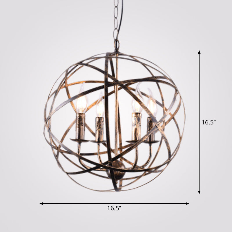 Metal Silver Pendant Lamp Candle-Style 4 Lights Classic Chandelier Light Fixture for Dining Room