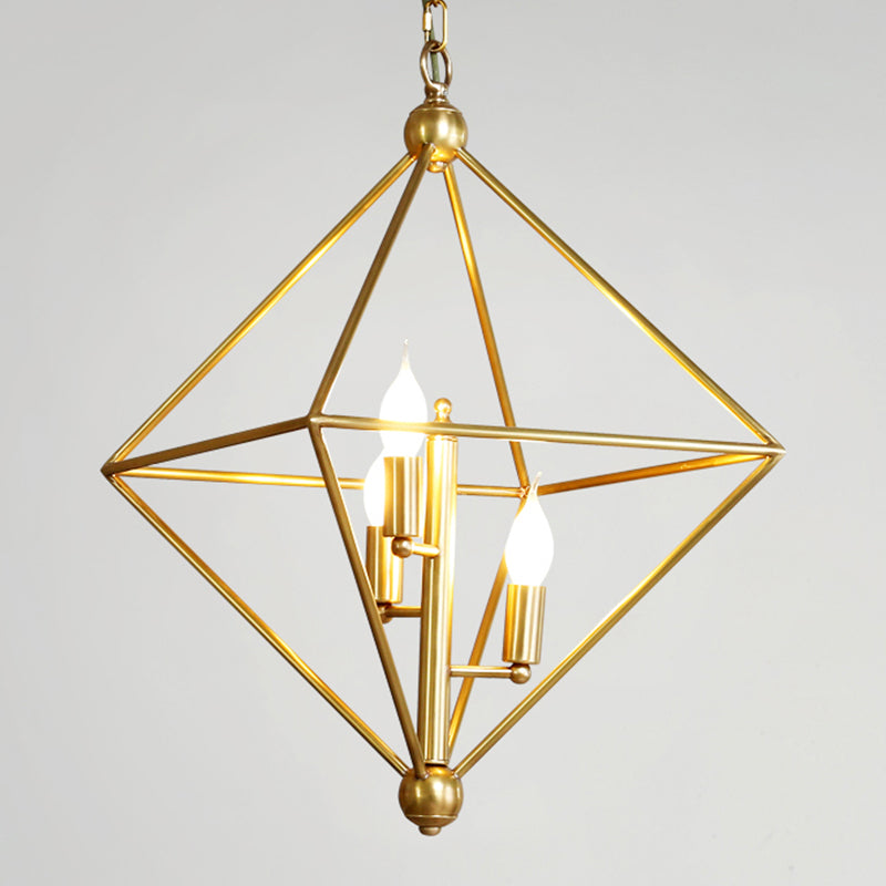 Metal Gold Pendant Lamp Candle-Style 4 Lights Classic Chandelier Light Fixture for Living Room