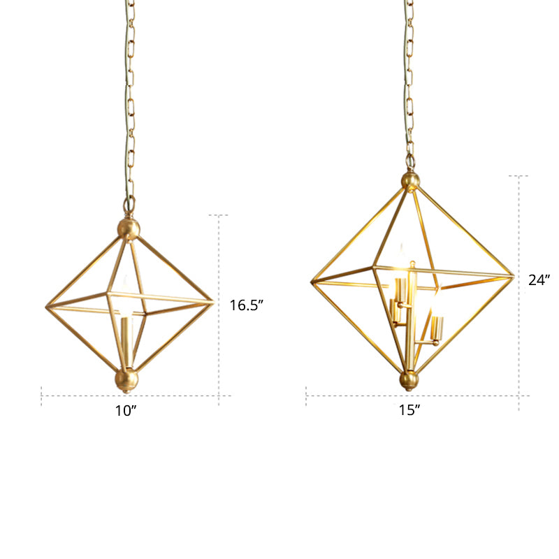 Metal Gold Pendant Lamp Candle-Style 4 Lights Classic Chandelier Light Fixture for Living Room