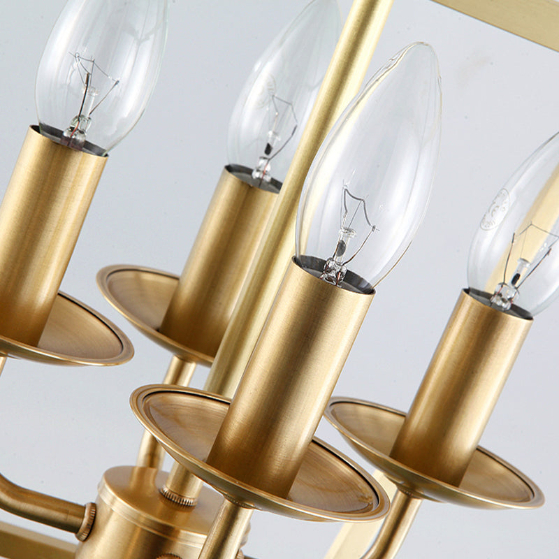 4 Bulbs Ceiling Lamp with Geometric Shade Metal Traditional Dining Room Chandelier Pendant Light in Gold