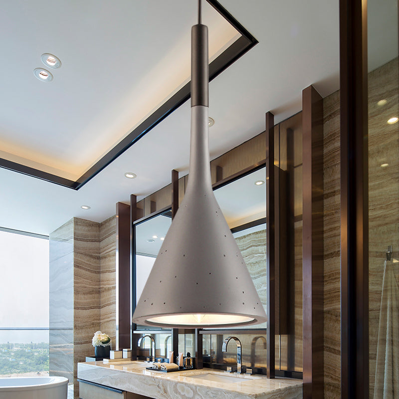 Table à manger conique pendentif léger fer 1 tête de style simple de style simple de style monochrome