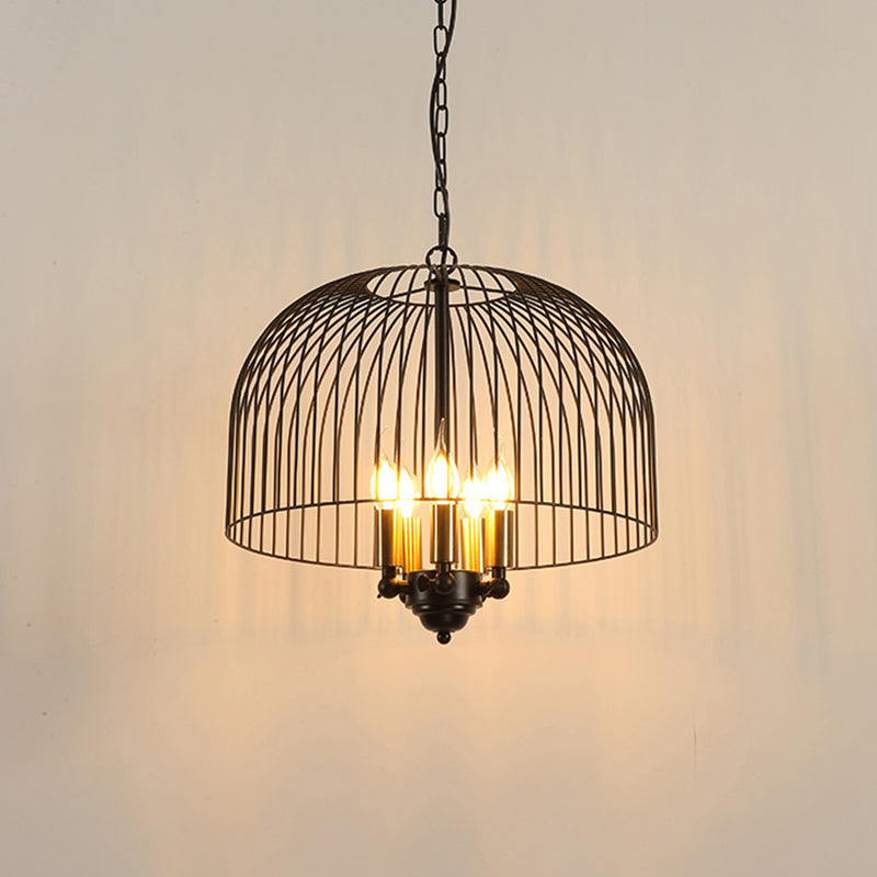 Birdcage eetkamer plafond kroonluchter klassieke metaal 5 lichten zwart hangende armatuur
