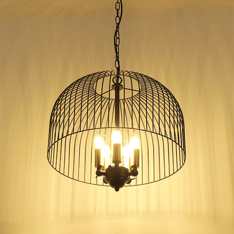 Birdcage eetkamer plafond kroonluchter klassieke metaal 5 lichten zwart hangende armatuur