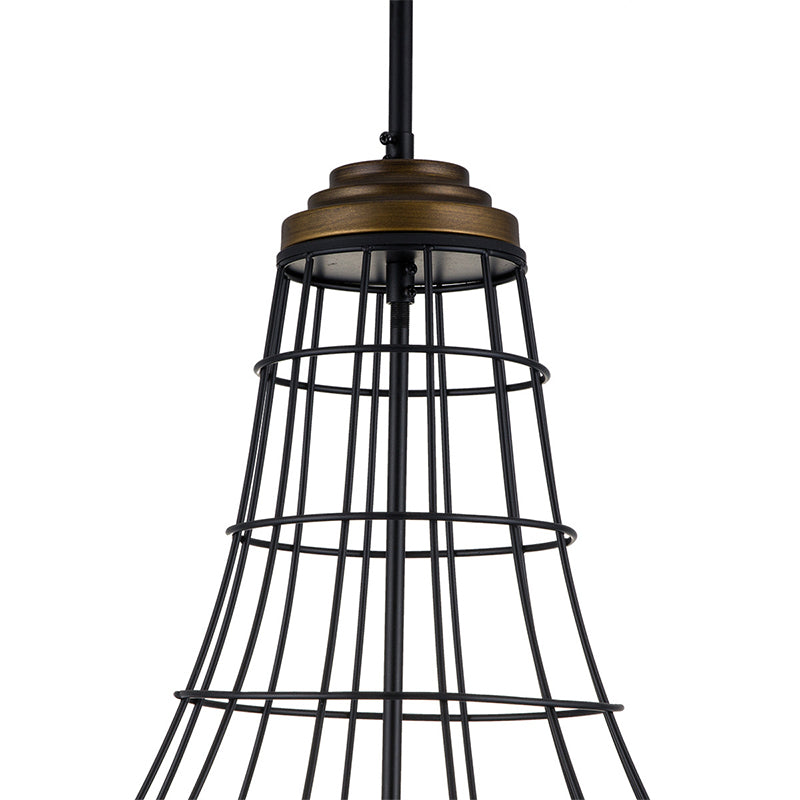 Metal Candle Hanging Chandelier Traditional 3 Lights Living Room Pendant Light with Cage