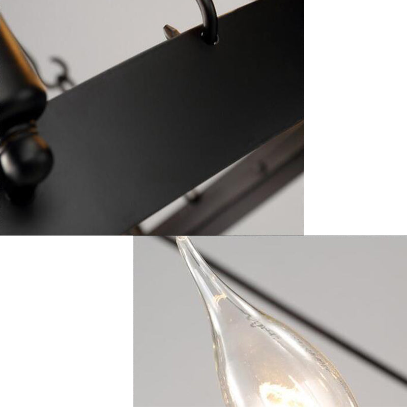 12/18 Lights Circle Chandelier Industrial Black Iron Hanging Lamp Kit with Bare Bulb Design