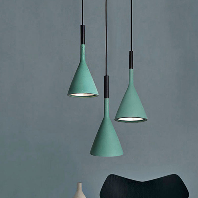 Metallic Funnel Shade Hanging Lamp Adult Bedroom 1 Bulb Contemporary Pendant Light