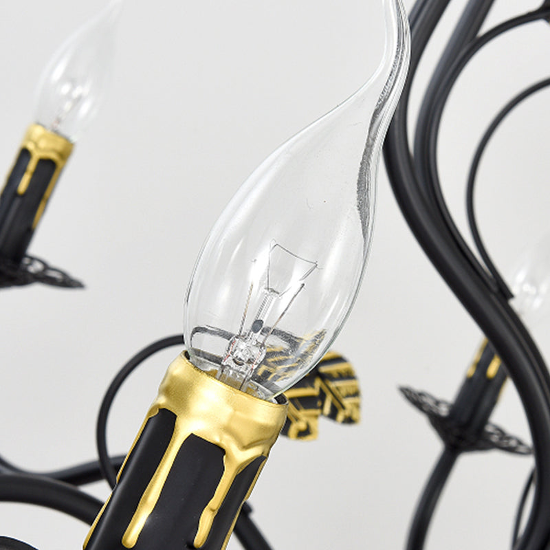 Metalen dompelende arm hangende kroonluchter traditionele 6/12/16 lichten woonkamer hanglamp in donkerbruin