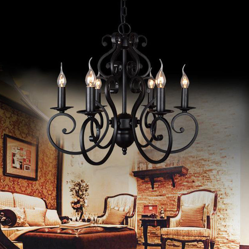 5/6 Lichten metalen hangers kroonluchter klassieke zwarte gezwilde arm woonkamer hangende plafond armatuur
