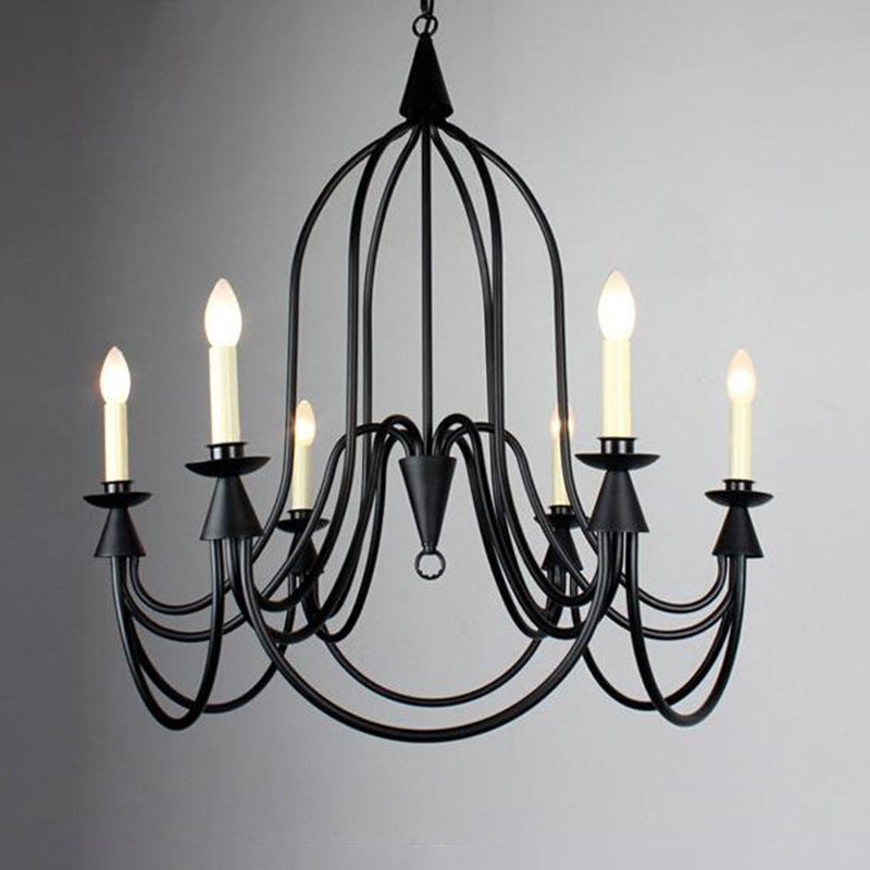 Curved Arm Dining Room Ceiling Chandelier Classic Metal 3/6 Lights Black Hanging Light Fixture for Dining Room