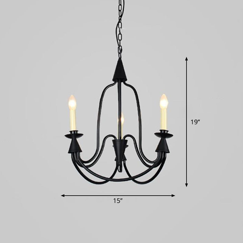 Gebogen arm eetkamer plafond kroonluchter klassiek metaal 3/6 lichten zwart hangende lamp voor eetkamer
