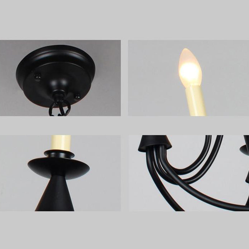 Curved Arm Dining Room Ceiling Chandelier Classic Metal 3/6 Lights Black Hanging Light Fixture for Dining Room