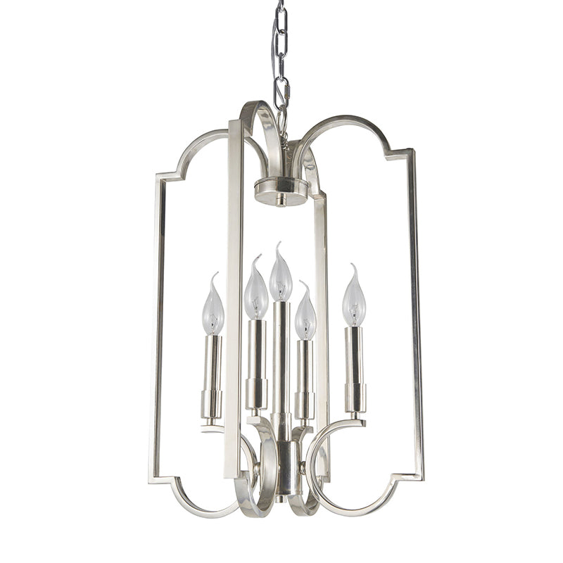 5 Lights Metal Pendant Chandelier Classic Silver Candle Dining Room Hanging Ceiling Fixture