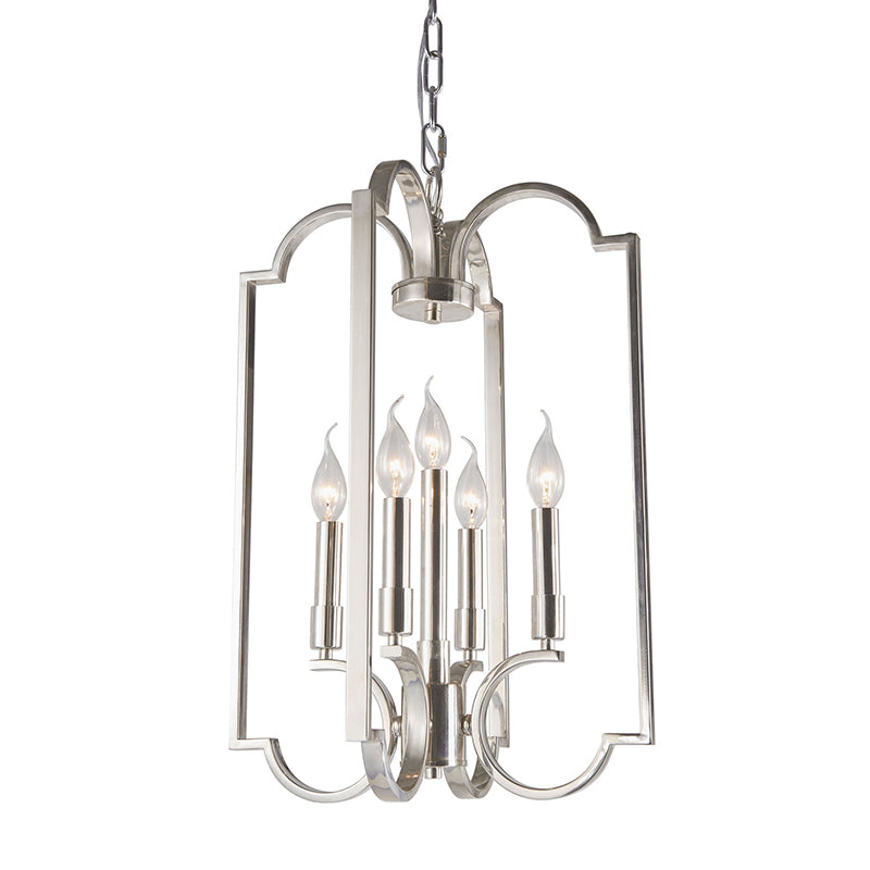 5 Lights Metal Pendant Chandelier Classic Silver Candle Dining Room Hanging Ceiling Fixture