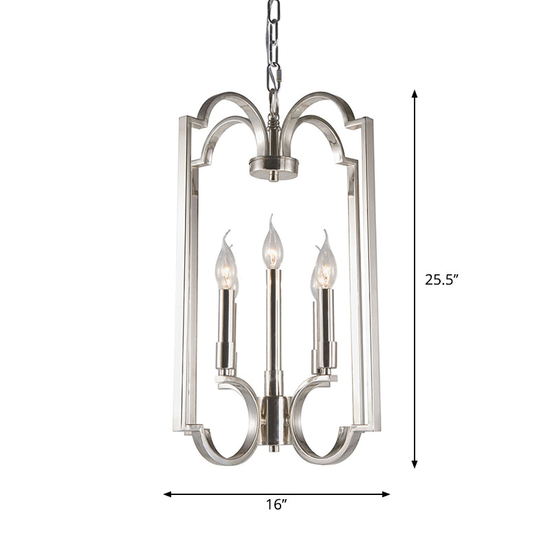 5 Lights Metal Pendant Chandelier Classic Silver Candle Dining Room Hanging Ceiling Fixture