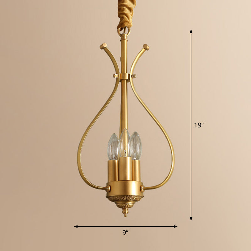 Candle Metal Chandelier Lighting Classic 4 Lights Dining Room Pendant Lighting in Gold