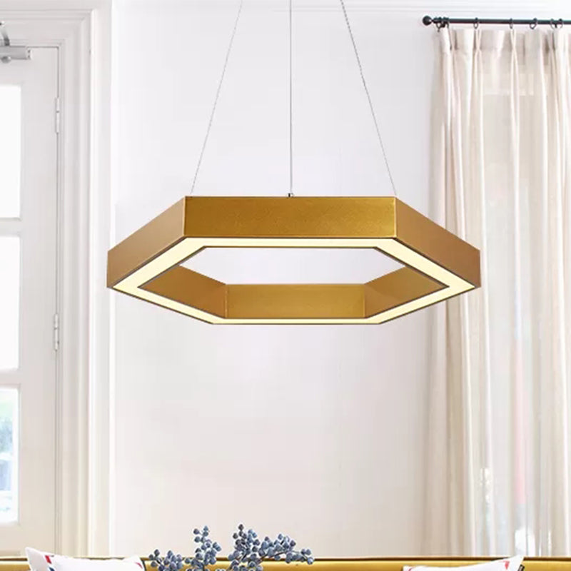 Hexagon Metall Suspension Lampe modern 16 "/23,5" breites LED -goldener hängende Decke Anhänger Licht für Wohnzimmer, a/b