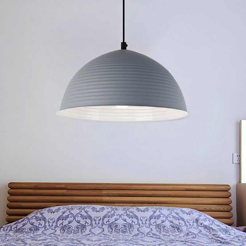 Cafe Store Ridged gewölbter Anhänger Leichtes Aluminium 12 "/16" W 1 Light Nordic Style Suspension Lampe in Blau/Grün/Gelb