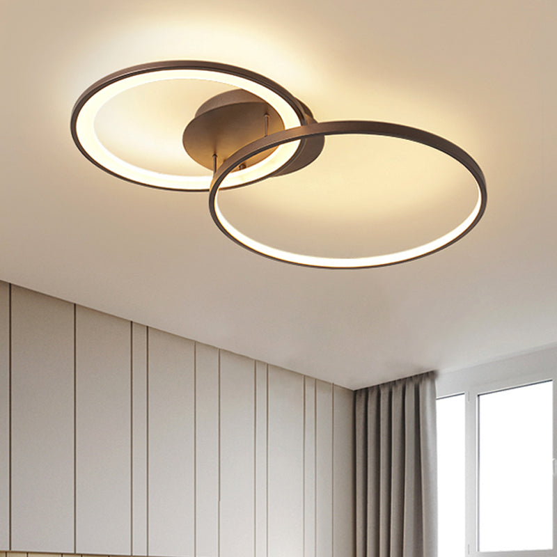 Plafonnier encastré à 2 anneaux en acrylique modernisme LED luminaire encastré marron