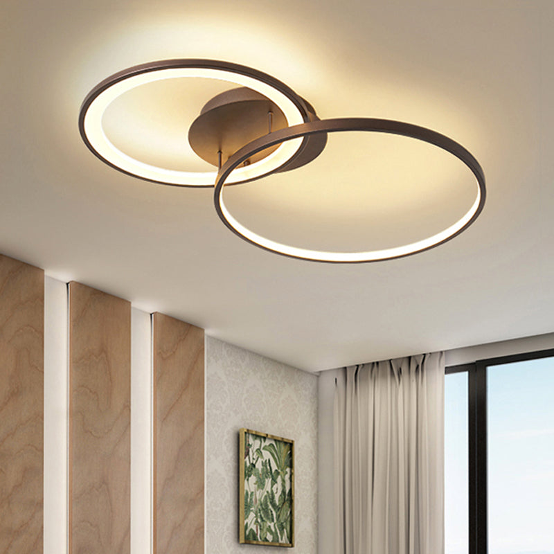 Plafonnier encastré à 2 anneaux en acrylique modernisme LED luminaire encastré marron