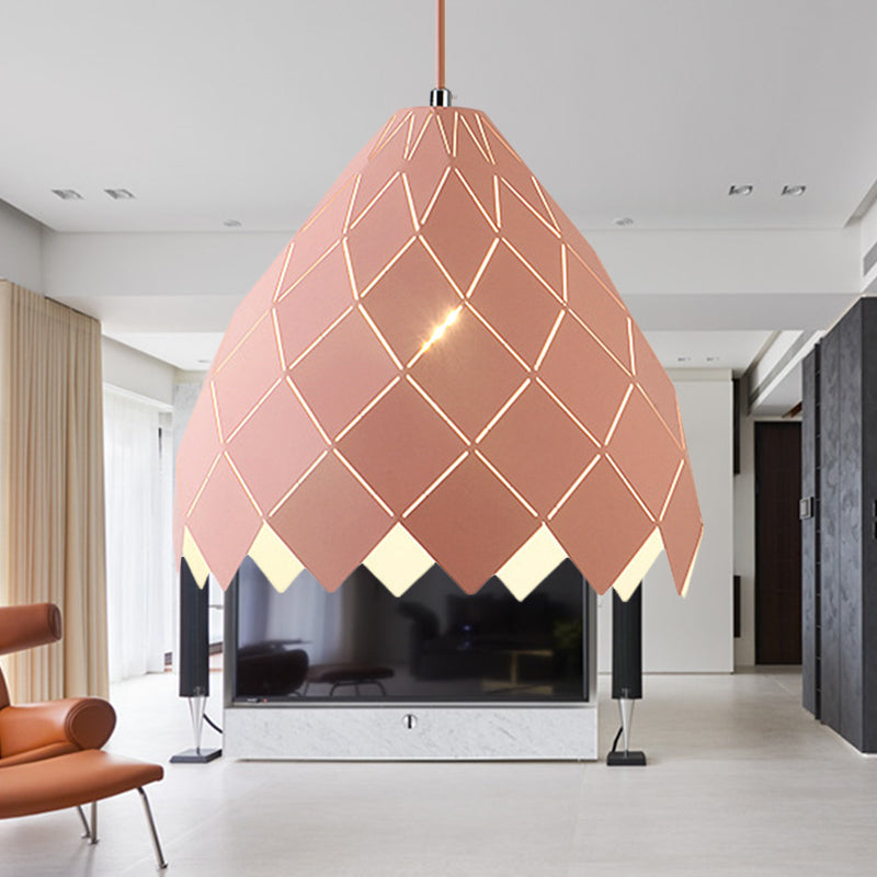 Macaron Pipe Cone Pendant Light 1 Head Metal Hanging Light for Restaurant Kitchen Island