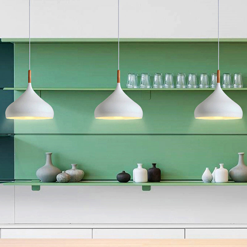 9,5 "/12.5"/14 "W Teardrop -Anhängerbeleuchtung im nordischen Metall Metal 1 hellschwarz/weiß/gold hängendes Licht