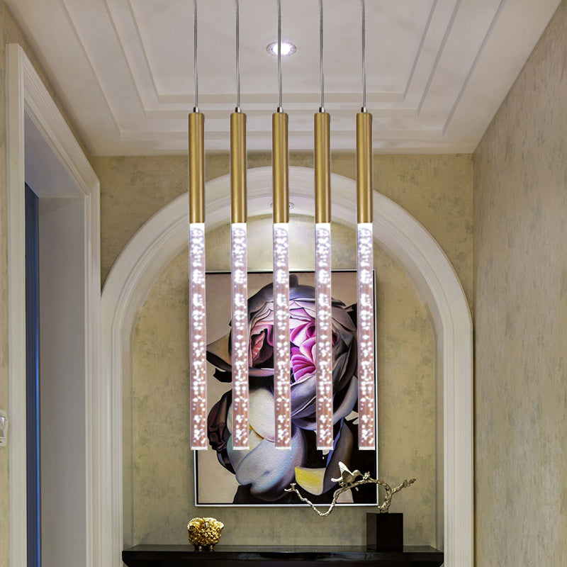 Luce a sospensione a sospensione lineare Modern Crystal Crystal a 1 illuminazione a sospensione in oro in luce calda/bianca/viola per barra