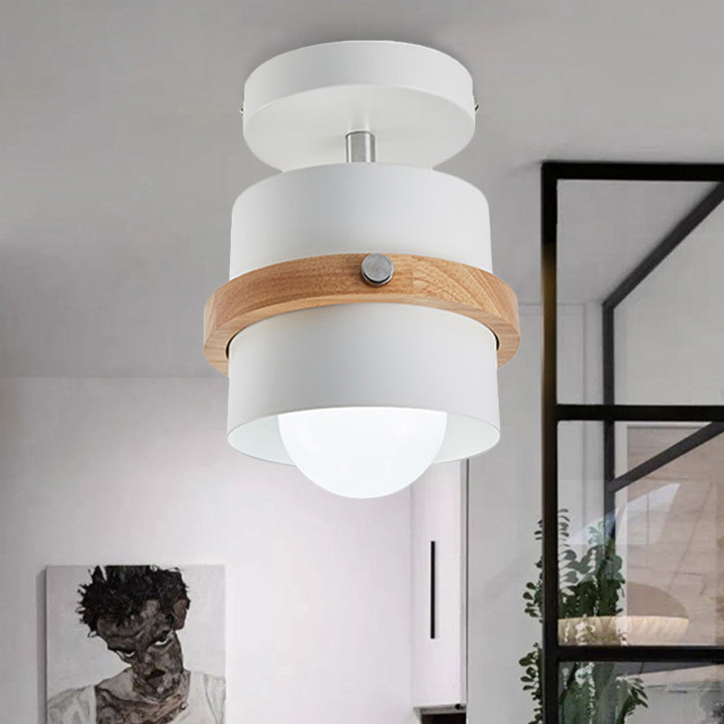 Undertint Cylinder Flush Ceiling Light Rotatable 1 Light Macaron Loft Metal Ceiling Lamp for Corridor
