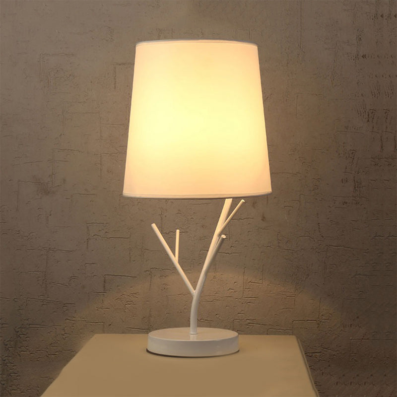 Compito conico contemporaneo Fabric di luce 1 Luce Luce Luce in bianco/nero con base di ramo