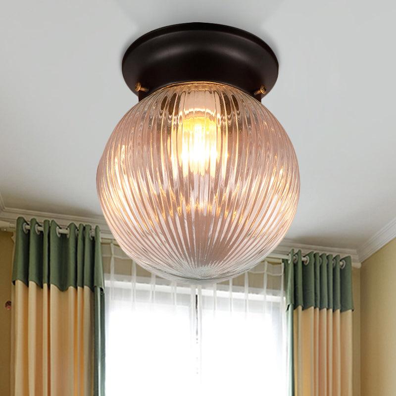 Black Ball Flush Mount Lighting Modern 1 Light Clear Glass Flush Mount Ceiling Light Fixture