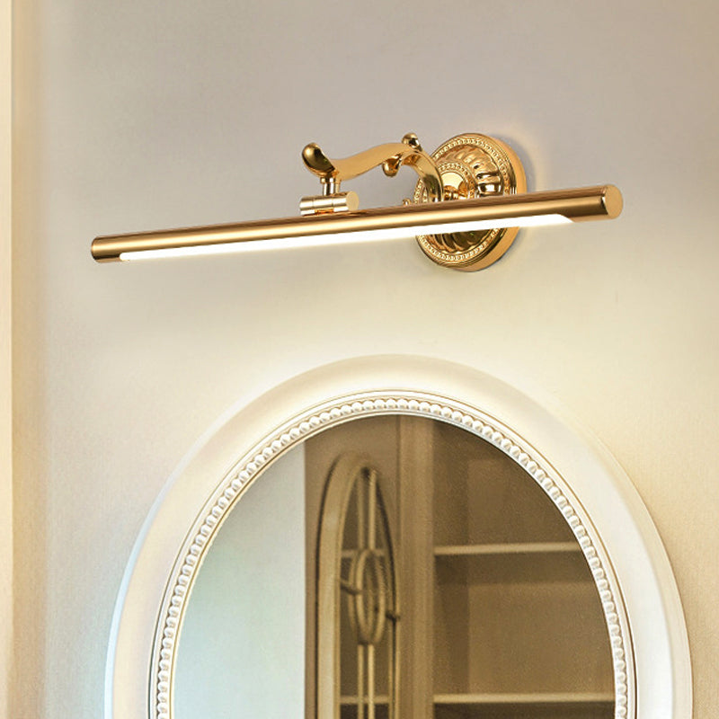 Linear Metallic Vanity Wall Light Modernist Style 16"/21.5" Wide LED Brass/Gold Finish Wall Mount Lighting over Mirror