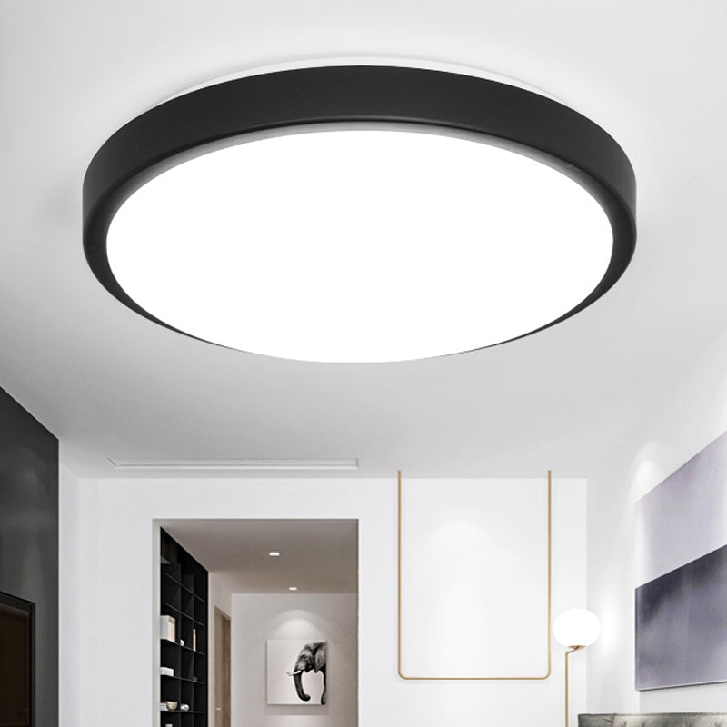 Black Circular Ceiling Mount Light with Acrylic Shade Contemporary LED Flush Mount Light for Living Room in Warm/White, 10.5"/13"/16" Diameter