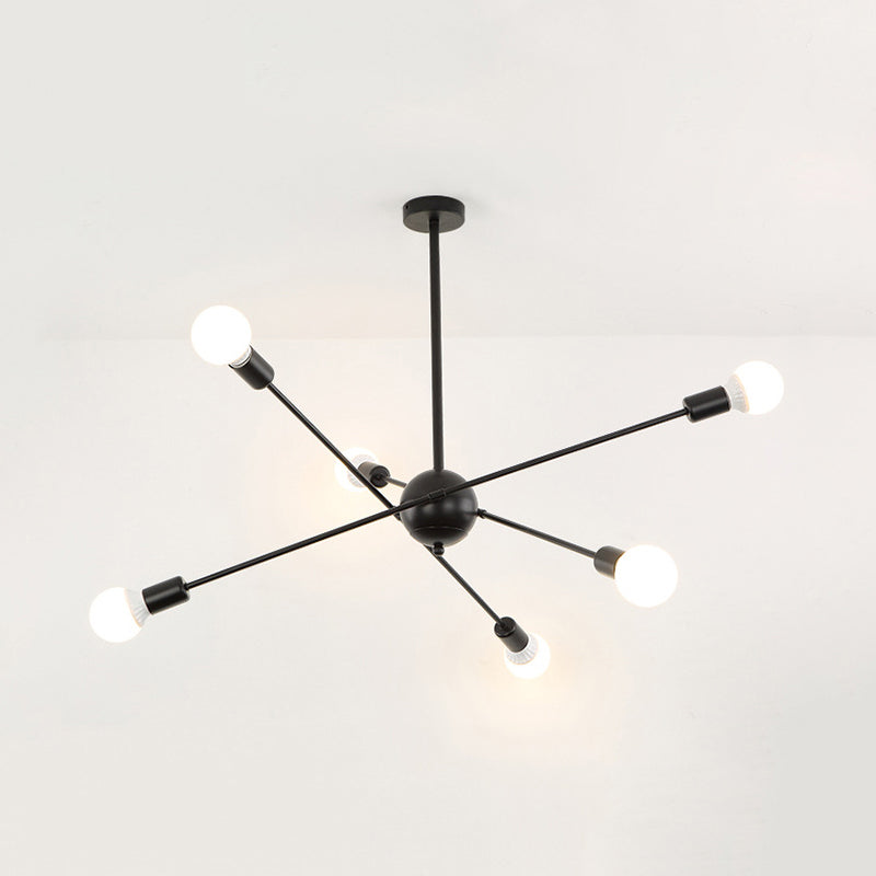 Study Room Firework Chandelier Light Metallic Simple Style Suspension Light in Black