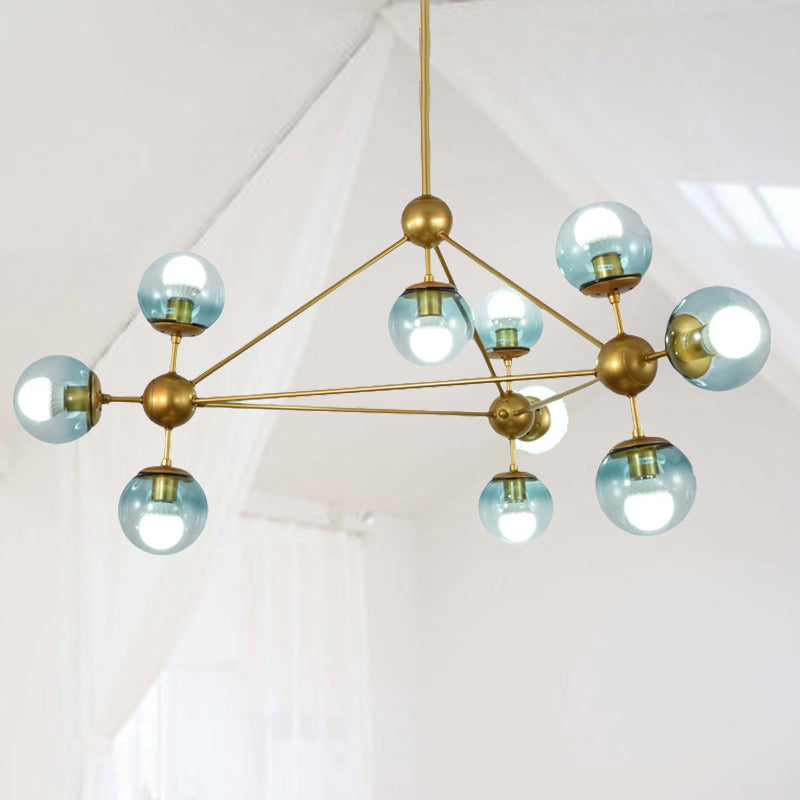 Modo woonkamer hanger lamp metaal en glas multi-head eigentijdse kroonluchter in blauw