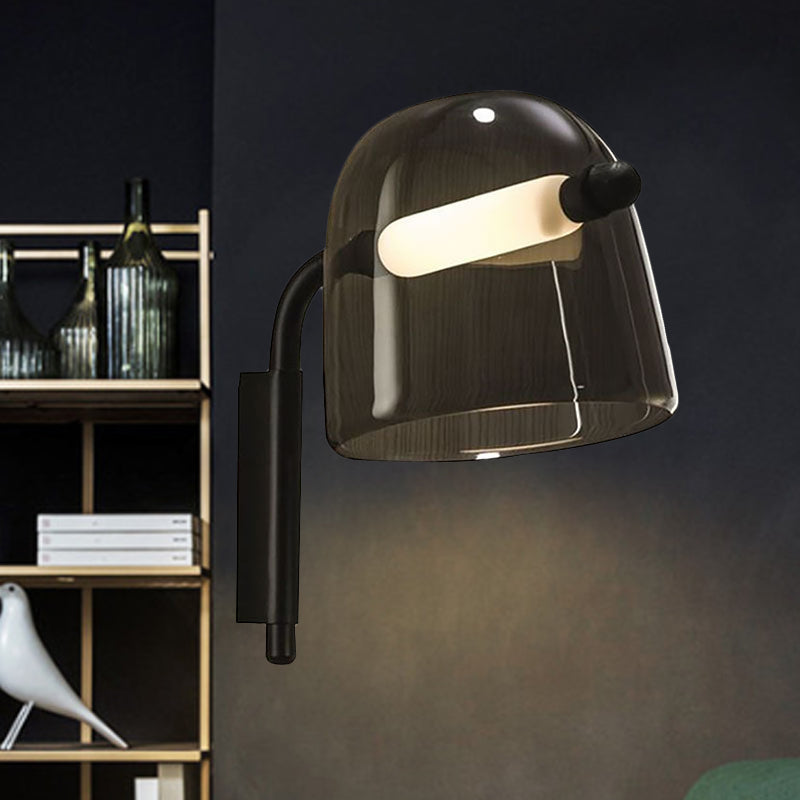 Dome Living Room Sconce Lighting White/Black Glass 1 Light Modernist Led Wall Mounted Lamp