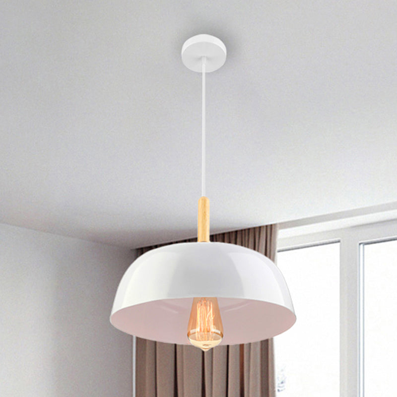 Lámpara de techo de tazón Estilo simple 1 Luz de colgante colgante negro/blanco para comedor para comedor, 12.5 "/19" de ancho