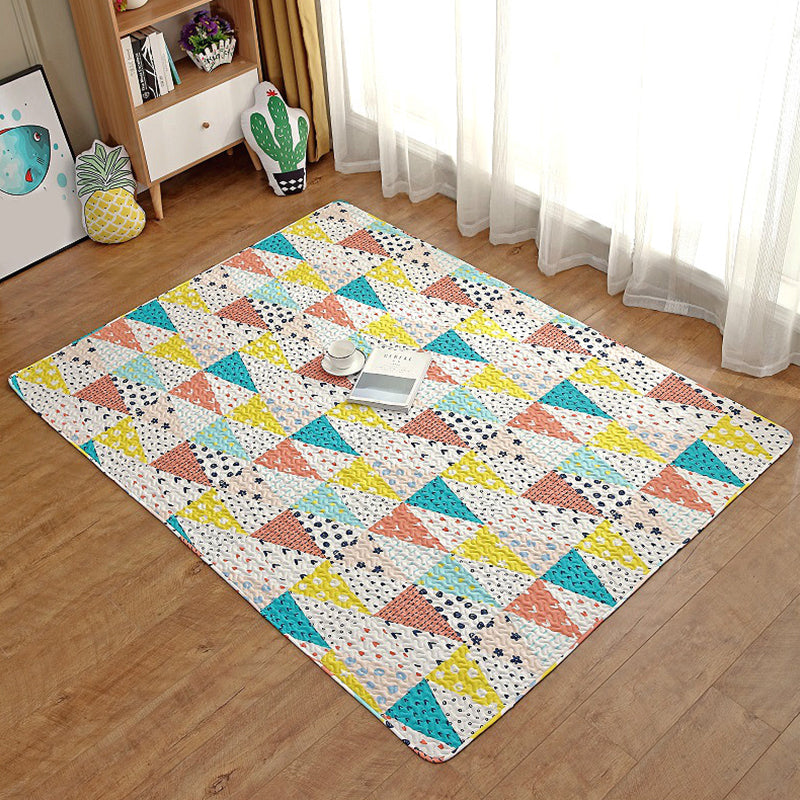 Multi Colored Solid Color Rug Cotton Relaxing Indoor Rug Non-Slip Backing Pet Friendly Easy Care Area Carpet for Bedroom