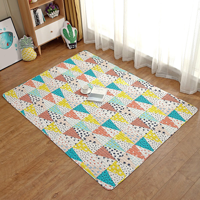 Multi Colored Solid Color Rug Cotton Relaxing Indoor Rug Non-Slip Backing Pet Friendly Easy Care Area Carpet for Bedroom
