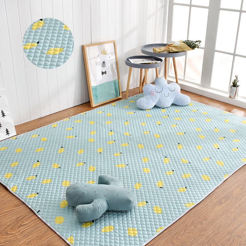 Fancy Floral Printed Rug Multi Colored Cotton Area Carpet Non-Slip Backing Pet Friendly Washable Indoor Rug for Room