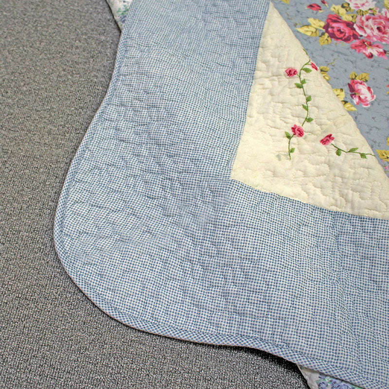 Simple Bedroom Rug Multi Color Plaid Printed Area Carpet Cotton Non-Slip Backing Stain-Resistant Indoor Rug