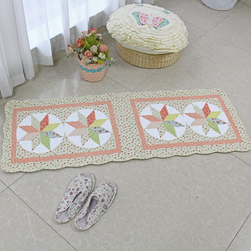 Multi Colored Floral Printed Rug Cotton Modern Indoor Rug Non-Slip Backing Easy Care Washable Area Carpet for Bedroom