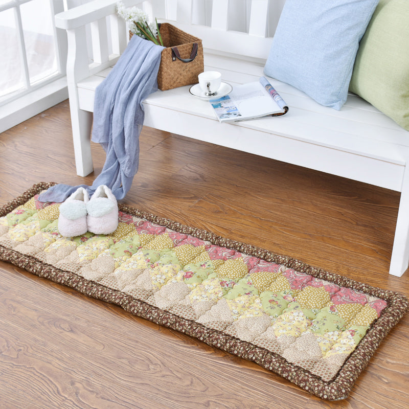 Multi Color Plaid Print Rug Cotton Casual Area Carpet Easy Care Stain-Resistant Washable Indoor Rug for Living Room