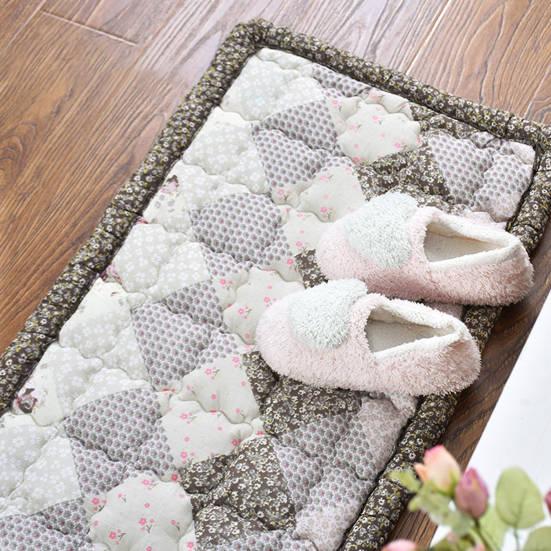 Multi Color Plaid Print Rug Cotton Casual Area Carpet Easy Care Stain-Resistant Washable Indoor Rug for Living Room