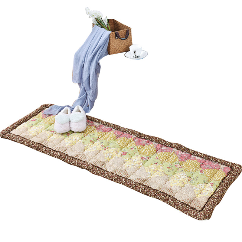 Multi Color Plaid Print Rug Cotton Casual Area Carpet Easy Care Stain-Resistant Washable Indoor Rug for Living Room